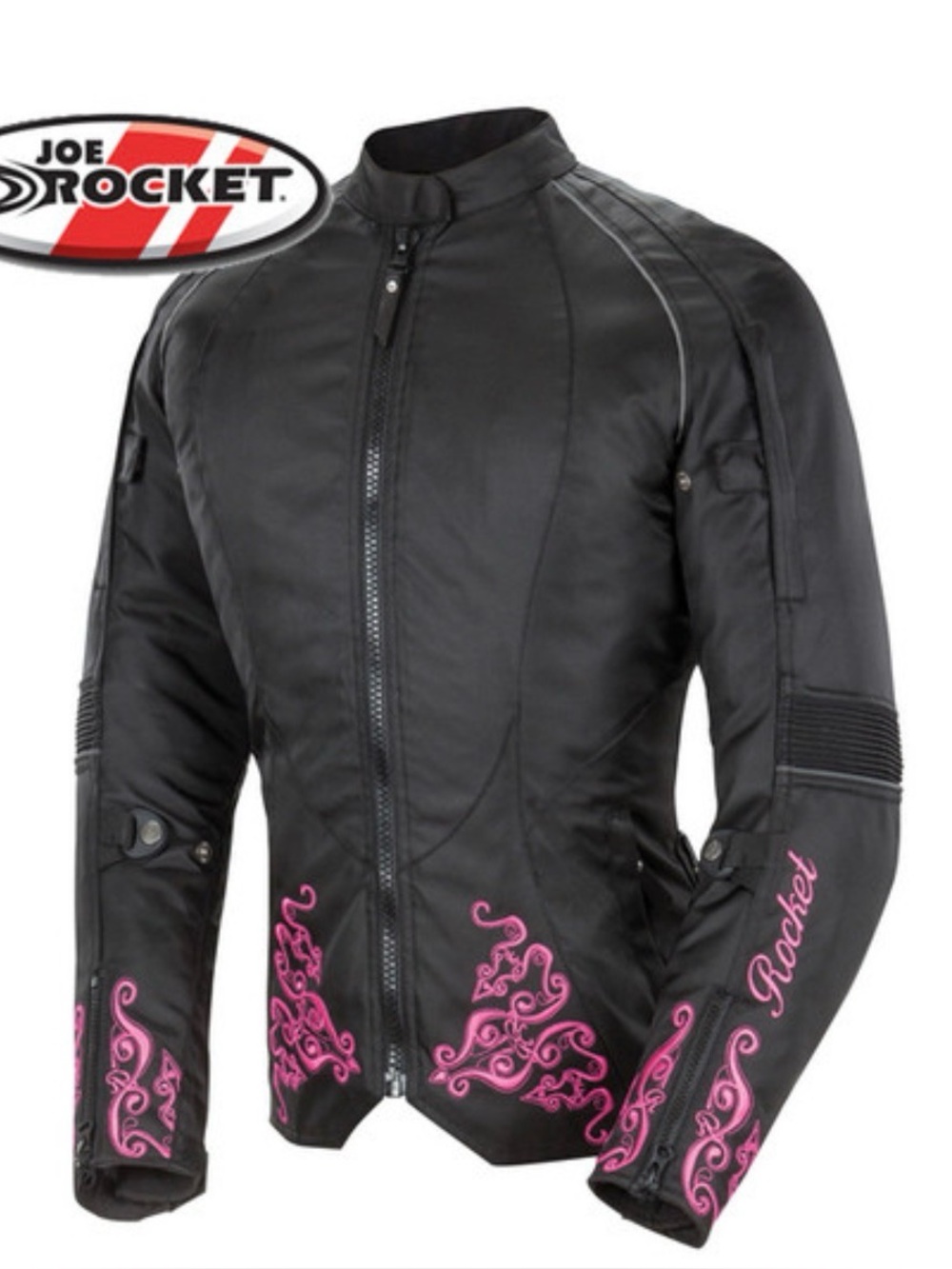 Joe Rocket Black Heartbreaker Motorcycle Jacket with Pink Embroidery with armor